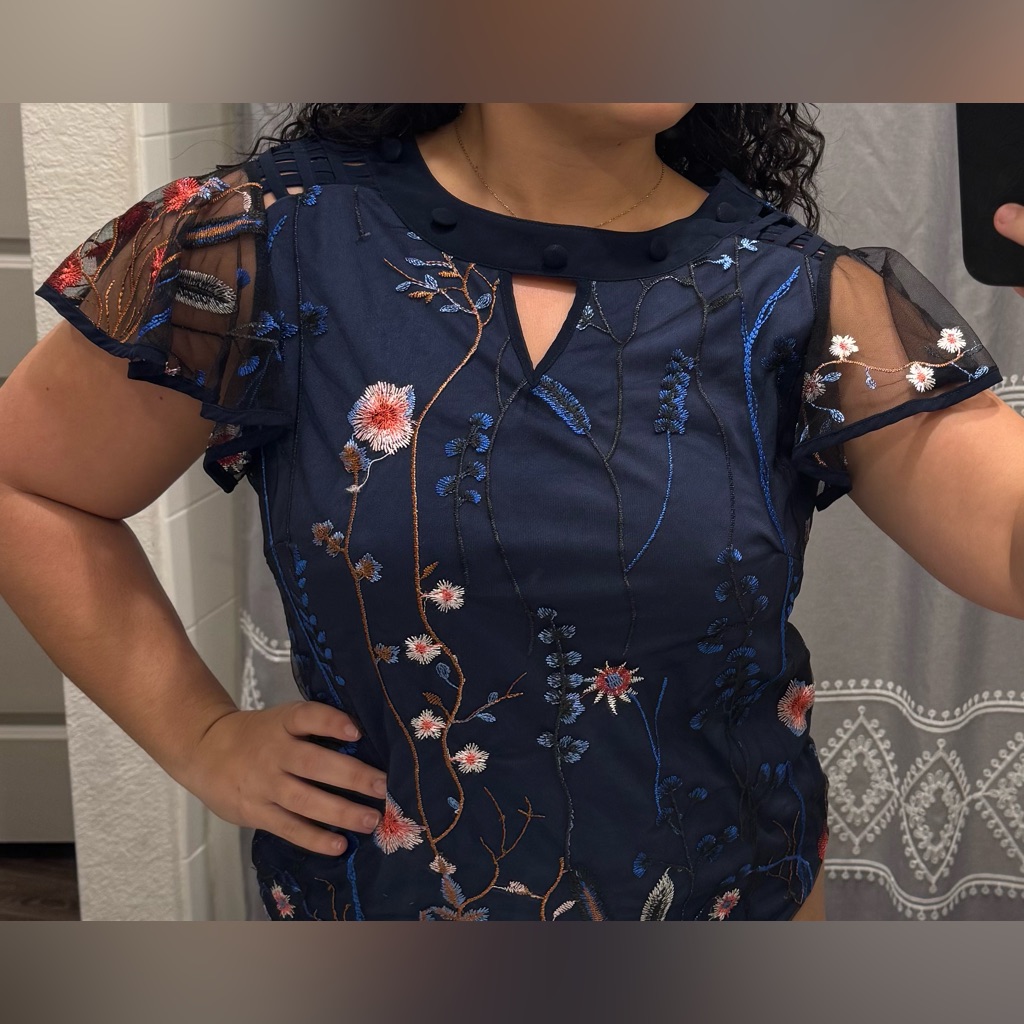 Cbr Navy Top With Embroidered Details